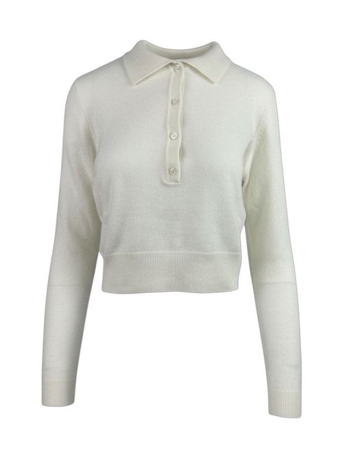 polo donna in cachemire latte